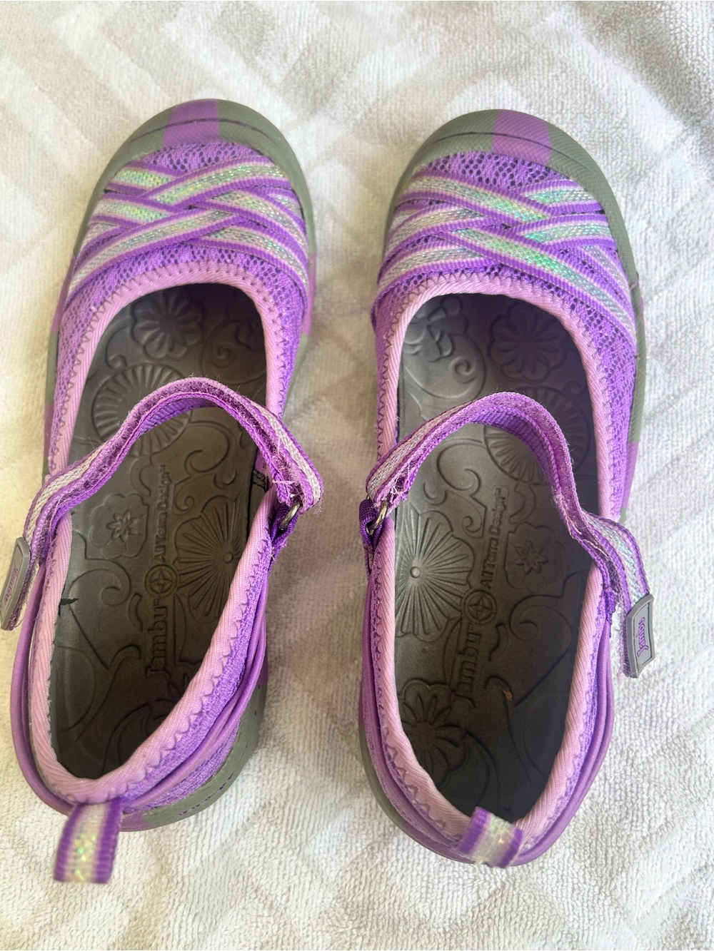 Jambu Purple and Green Girls' Mary Jane Sandals